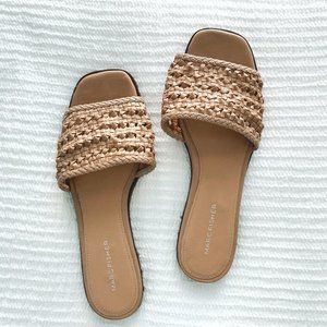 Marc Fisher Jeremy Woven Slide Sandals in Tan